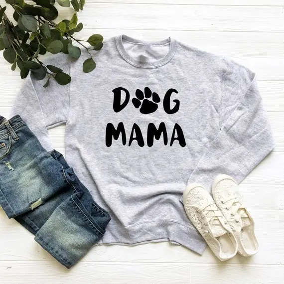 Skuggnas Dog mama Sweatshirt women funny gifts mama Casual Tops tumblr graphic Jumper long sleeve Grey sweatshirt Drop ship