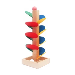 Baby Montessori Wooden Blocks Tree Marble Ball Run Track Game Kids Children Intelligence Educational Toy Baby Childrens Day Gift