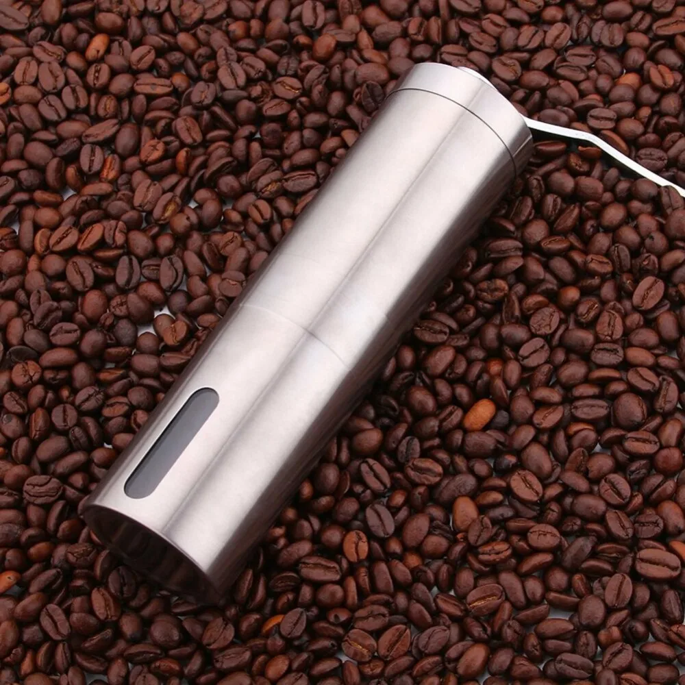 

Brushed Stainless Steel Manual Coffee Grinder Conical Burr Mill for Precision Brewing