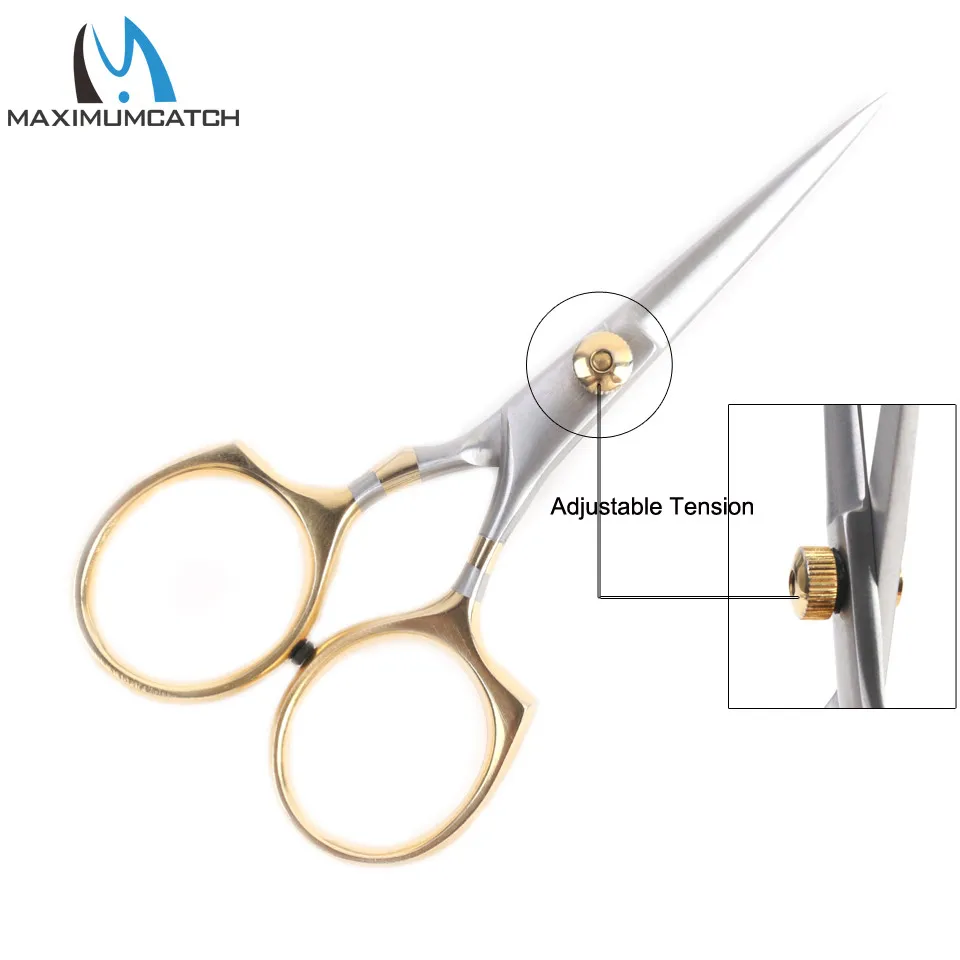 Maximumcatch Fly Tying Scissors Tungsten/Stainless Steel Carbide Blade Adjustable Serrated Fishing Scissors Straight