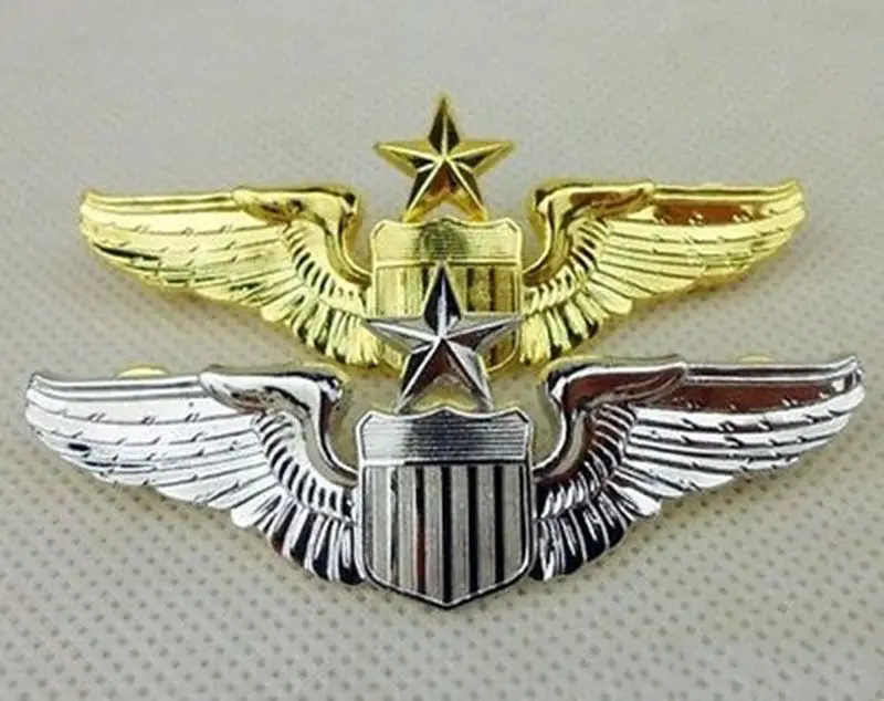 US 1 Pair USAF U.S. Air Force Senior Pilot Metal Wing Pin Badge  Insignia -US215