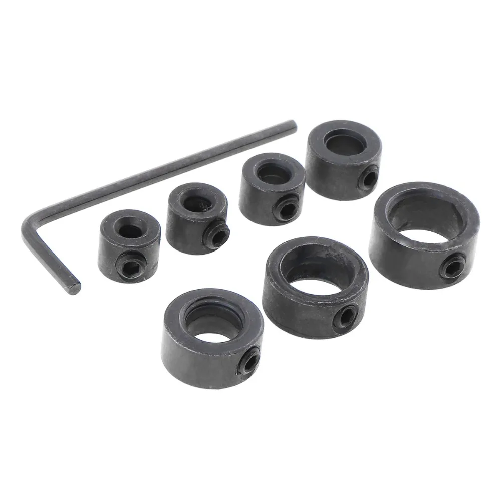 8/9pcs 7x 3-12/16mm punte per trapano ad anello per lavorazione del legno anello di limite per punte anelli di arresto per profondità di trapano per legno localizzatore di anelli di spaziatura per utensili da trapano