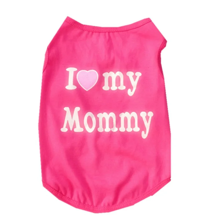  I Love Daddy Mommy Small Dog Clothes Letter Black Rose Pink Dog Vests Shirts Cute Puppy Clothes For Pets Dogs