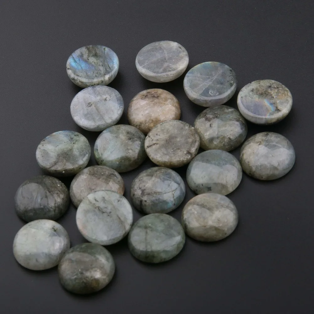 Natural Flash Labradorite Stones Cabochon 10 12 14 16 18 mm Round No Hole for Making Jewelry