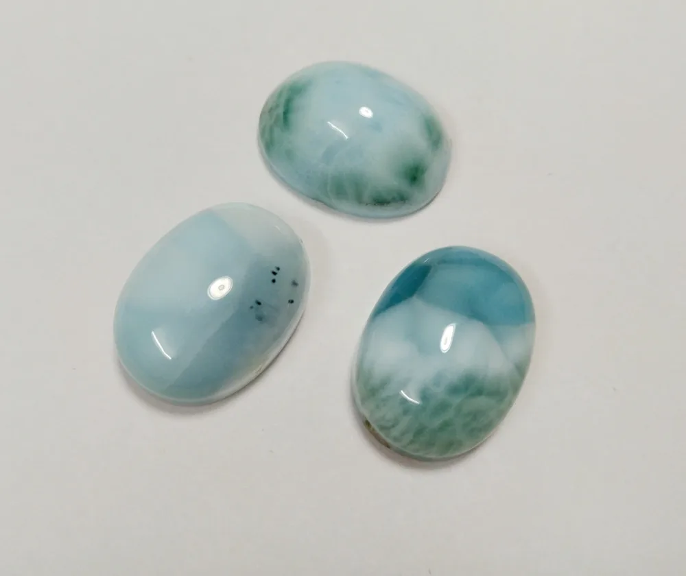 Wholesale 3pcs/Lot Natural Larimar Gem Cabochon Ring Face Pendant,12x16mm Oval Larimar Gem Cabochon CAB,flat bottom