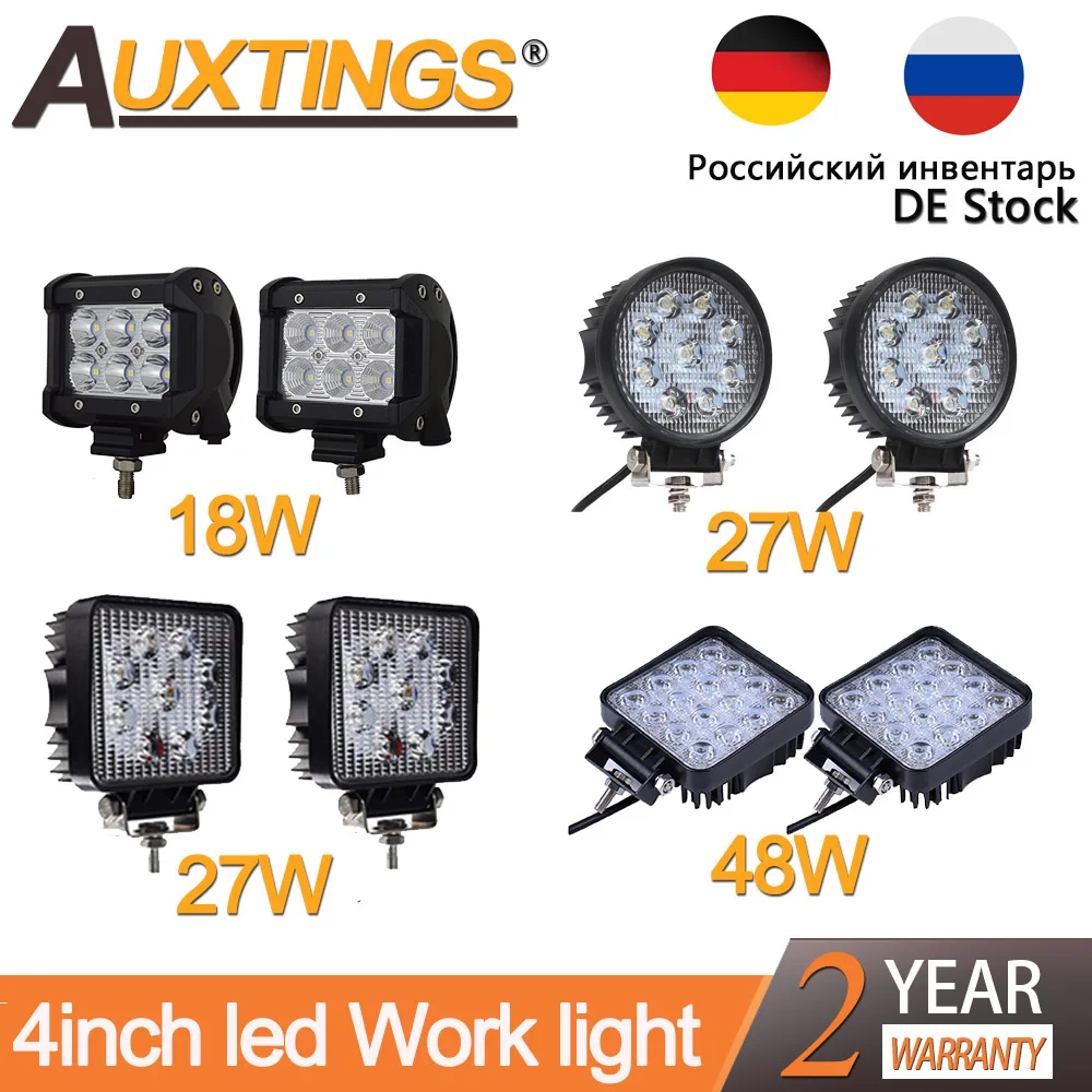 

Auxtings 4'' 18W 27W 48W Offroad Car 4WD Truck Tractor Boat Trailer 4x4 SUV ATV 12V 24V Spot Flood LED Light Bar LED Work Light