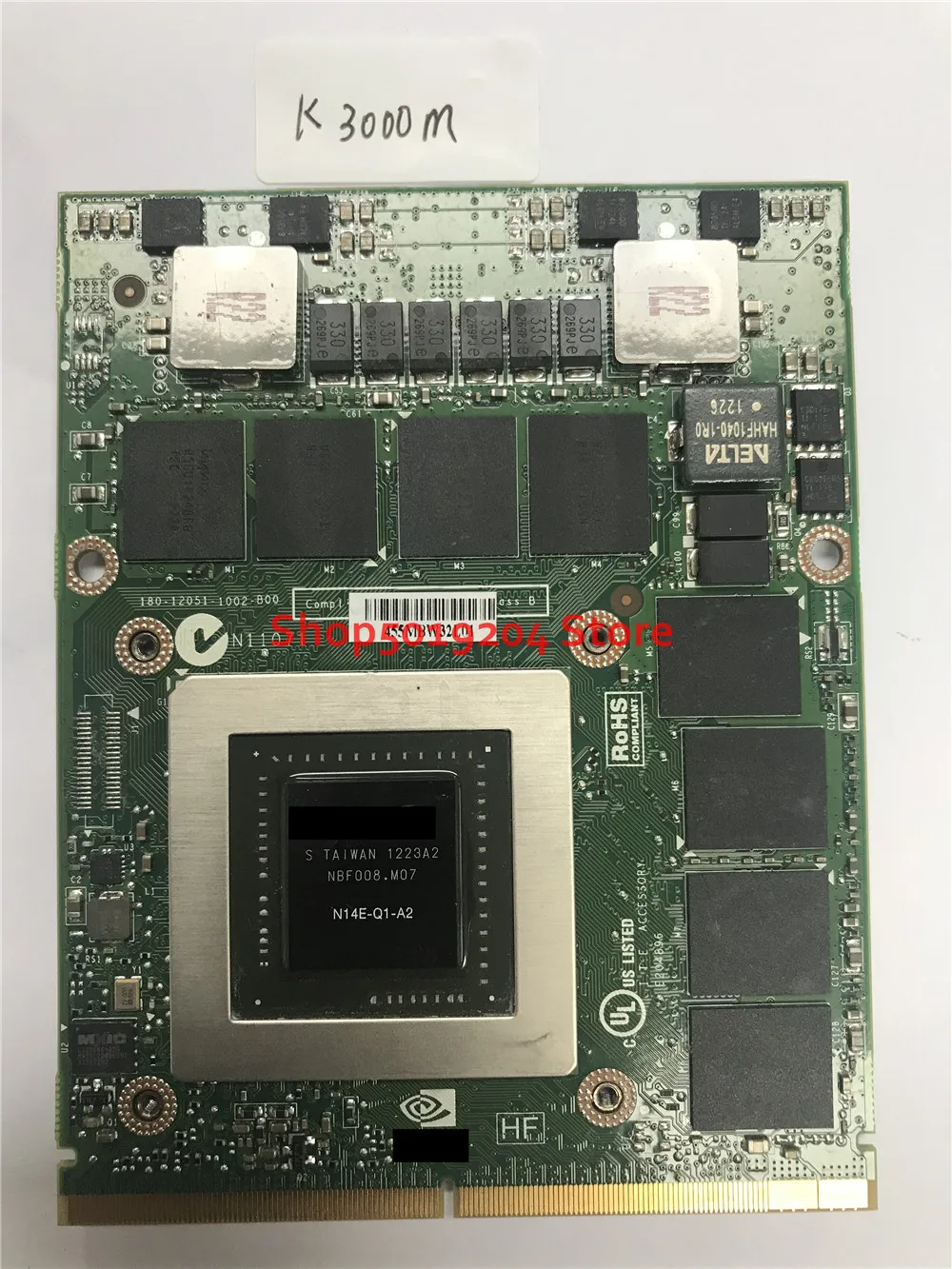 Original N14E-Q1-A2 2G K3000M K3000 VGA Video Graphic card For DELL M6700 HP 8770W TEST 100%