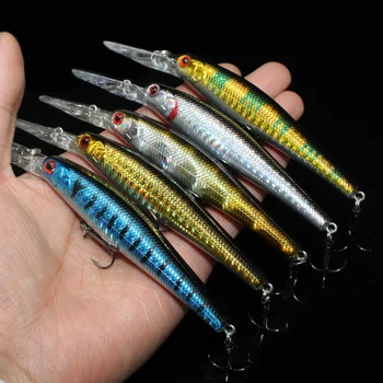 LEOSPORT 1 adet 4 renkler 12.5cm 14g sert balıkçılık Lures plastik Minnow Crankbaits tiz Hooks yapay yem