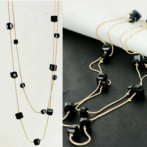 Collares Mujer Fashion Statement Necklaces & Pendants Gold Color Crystal Layered Necklace Women Long Collier Femme Maxi Jewelry