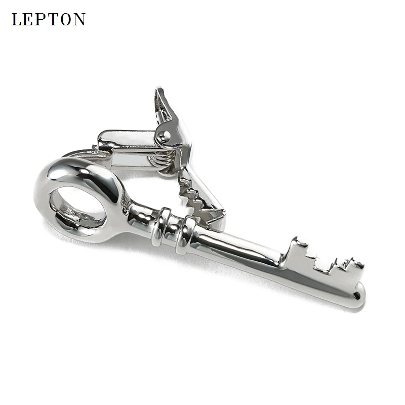 دبوس مشبك ربطة عنق فضي اللون للرجال من Lepton مشبك ربطة عنق معدني لحفلات الزفاف وإكسسوارات ربطة العنق من الفولاذ المقاوم للصدأ