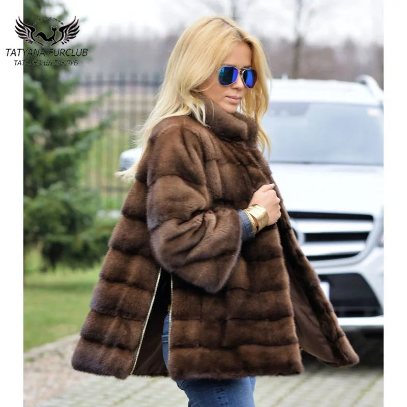 Tatyana Furclub Mink Fur Coat Real Fur Coat Whole Skin Natural Fur Coat Women Detachable Long Sleeve Short Winter New Warm Fur