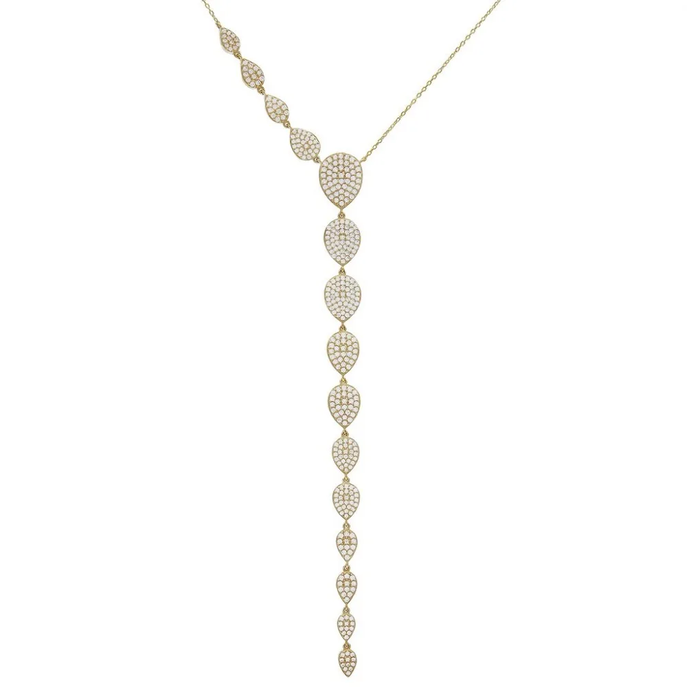 tear drop Long Necklace for Women Fashion cubic zirconia sparking bling CZ Necklaces & Pendants Bijoux Femme Perle