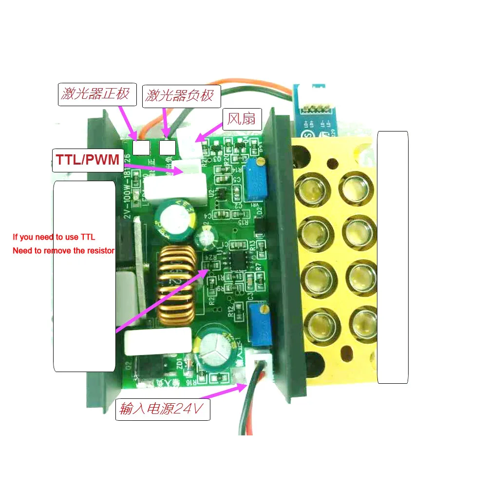 블루 레이저 드라이버 24V 부스트 36V 3A 정전류 전압/LED 레이저 다이오드, TTL/ PWM 변조 NUBM08/0A/07/NUGM01/02/03T