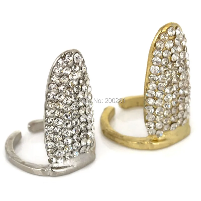 Sparkling Crown Bowknot Fingernail Midi Art Finger Tip Ring Adjustable Crystal Nail Rings For Women Jewelry Accessories