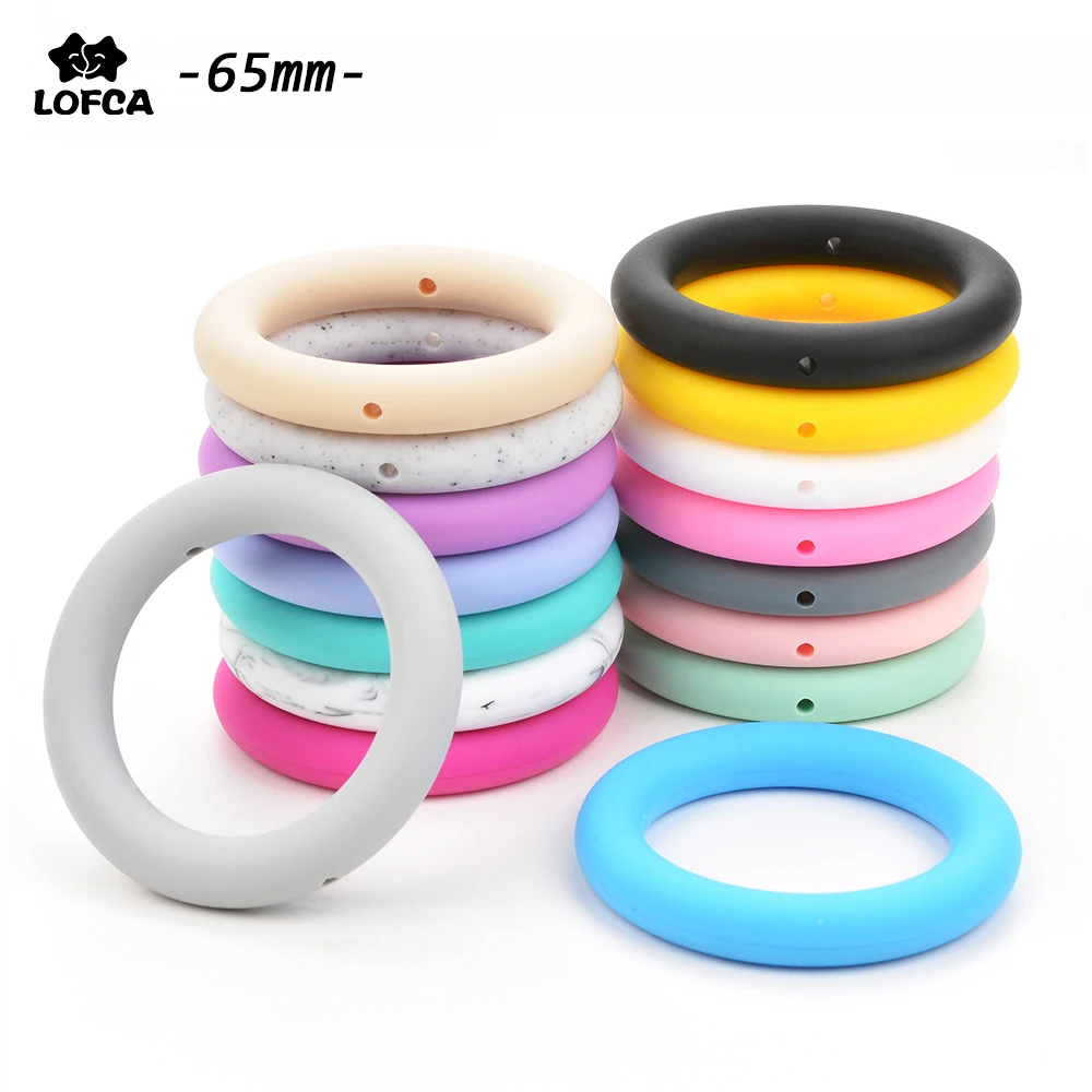 LOFCA 10pcs/lot Silicone Beads Round 65mm  Ring Food Grade Nursing BPA Free High Quality Silicone  Necklace Toys