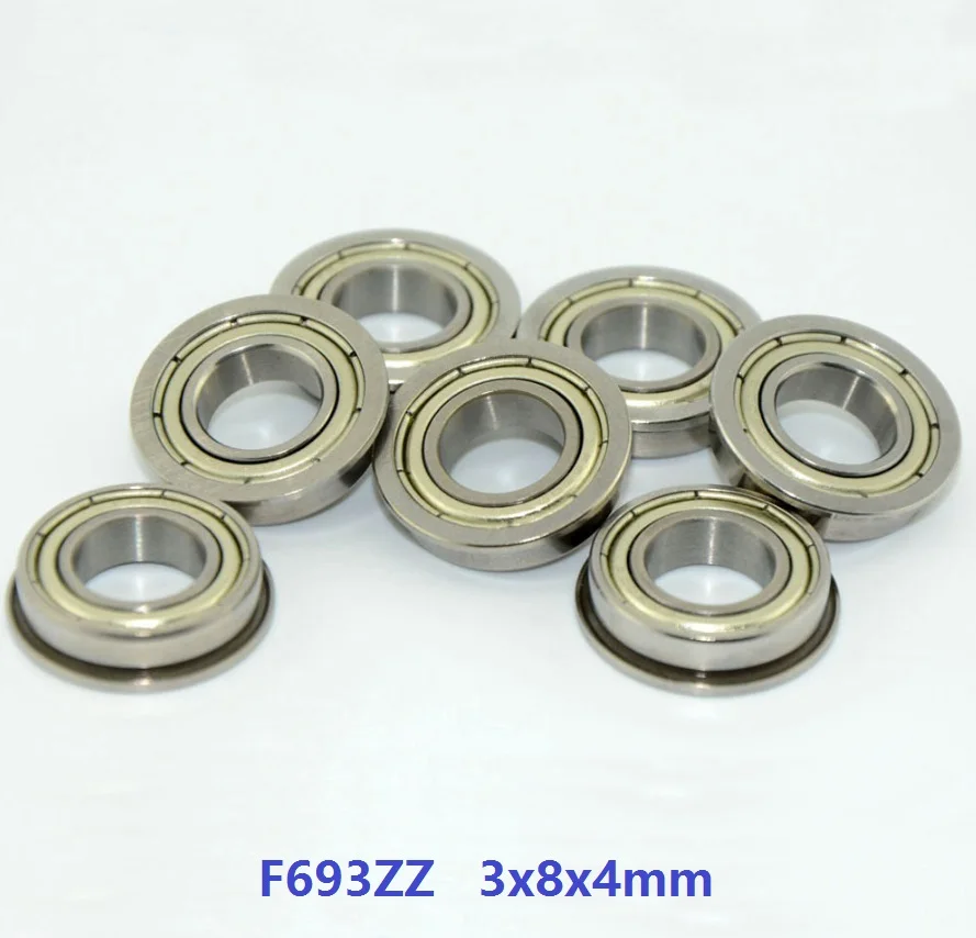 50pcs/100pcs/500pcs F693ZZ F693-ZZ F693 2Z Z 3x8x4 mm Miniature flange Ball Bearing deep groove double shielded 3*8*4