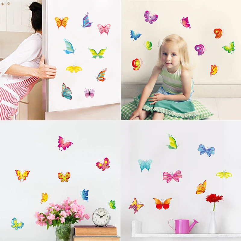 Colorful Butterfly Wall Sticker For Kids Room Bedroom Computer Refrigerator kitchen Decor Nursery Home Decor