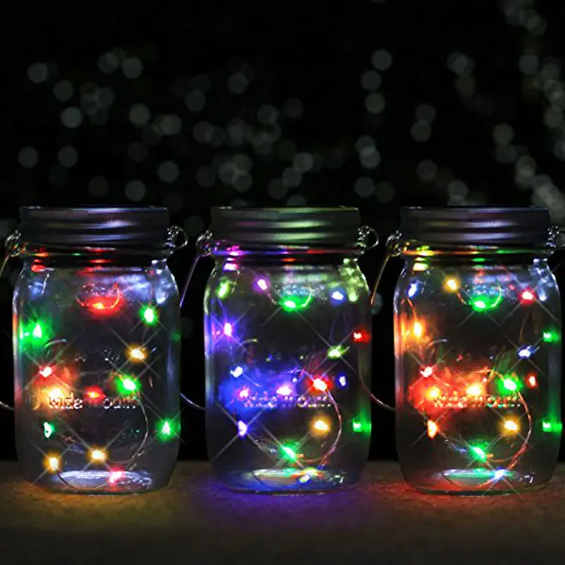 2m 20leds Solar powered Mason Jar Lid Insert fairy string vine light Lantern Patio Garden Bottle Porch night Wedding Party Decor