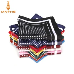 Fashion Men's Handkerchief Vintage Dot Print Pocket Square Polyester Silk Soft Hankies Wedding Party Business Chest Towel Hanky