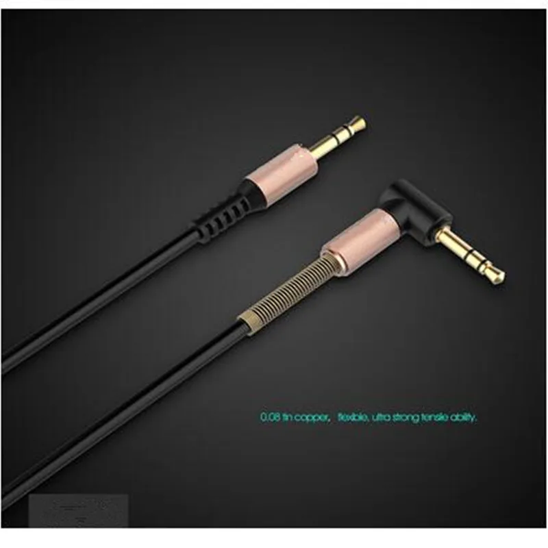 3.5mm Audio Cable, Flat 90 Degree Right Angle AUX Cable with Steel Spring Release