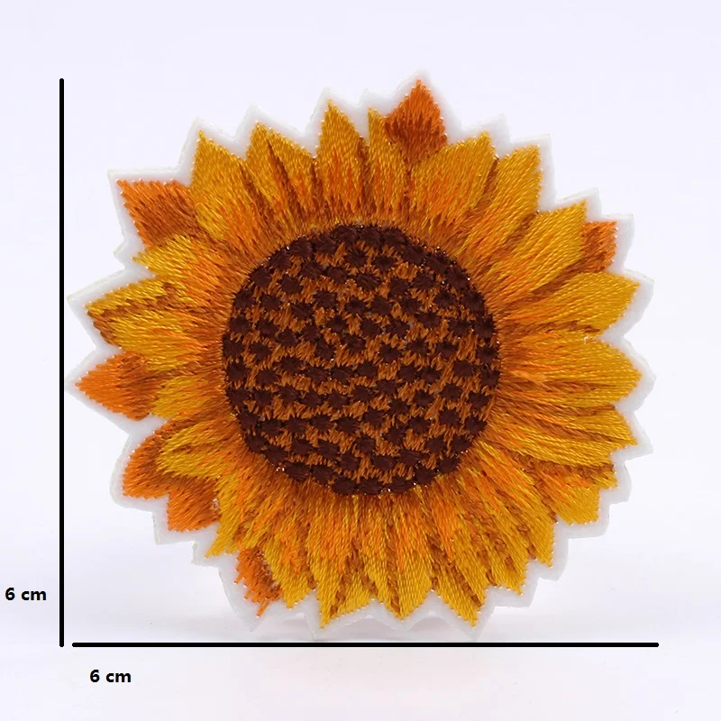 10pcs/lot Embroidered Sunflower Sticker Iron On Sew On Clothes Patch DIY Jeans Coats Bags Appliques Handmade flower Shirt badge