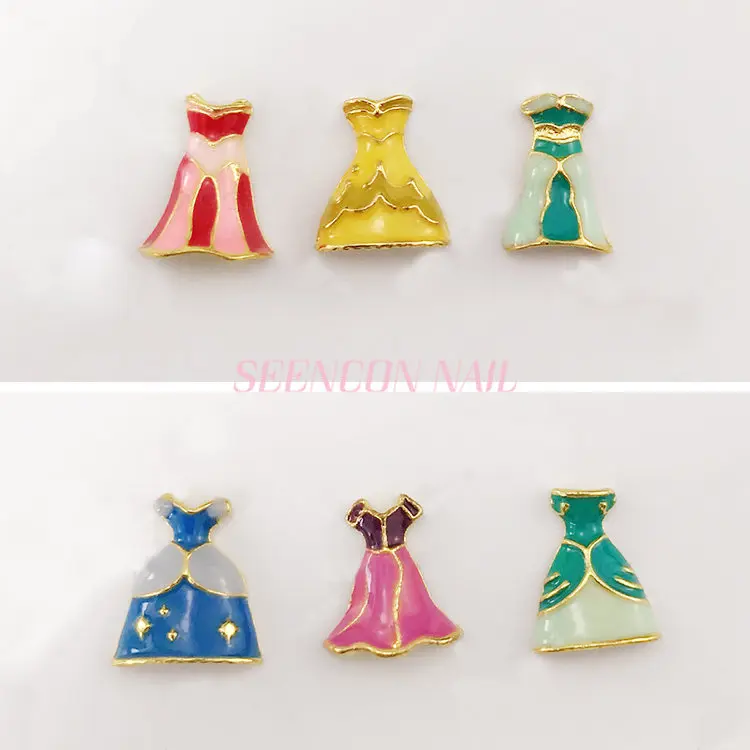 HOT 20pcs 3D alloy Nail art Decoration Princess dress skirt series nail Accessories Japanese retro Manicure Charms