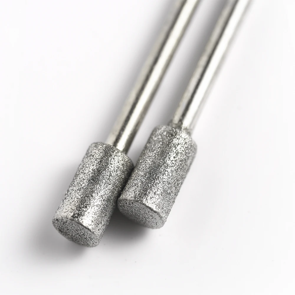 Grit120 3Mm X 3Mm/4/5/6/8/10Mm Silinder Berlian Gerinda Burr Abrasif Bit Poles Gerinda Kepala Terpasang untuk Dremel