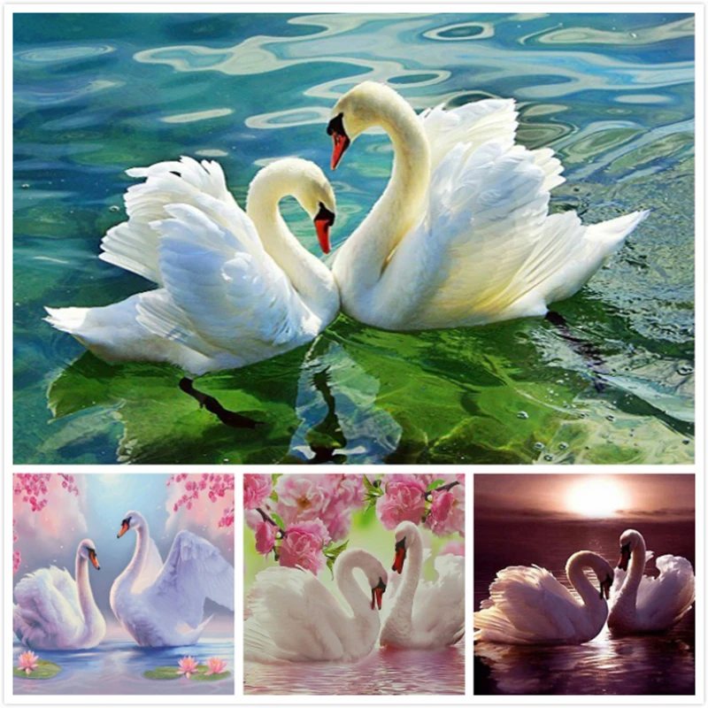 

LZAIQIZG Diamond Embroidery Swan Pictures Of Rhinestones Diamond Mosaic Animals Diamond Painting Full Square Drill Wall Decor