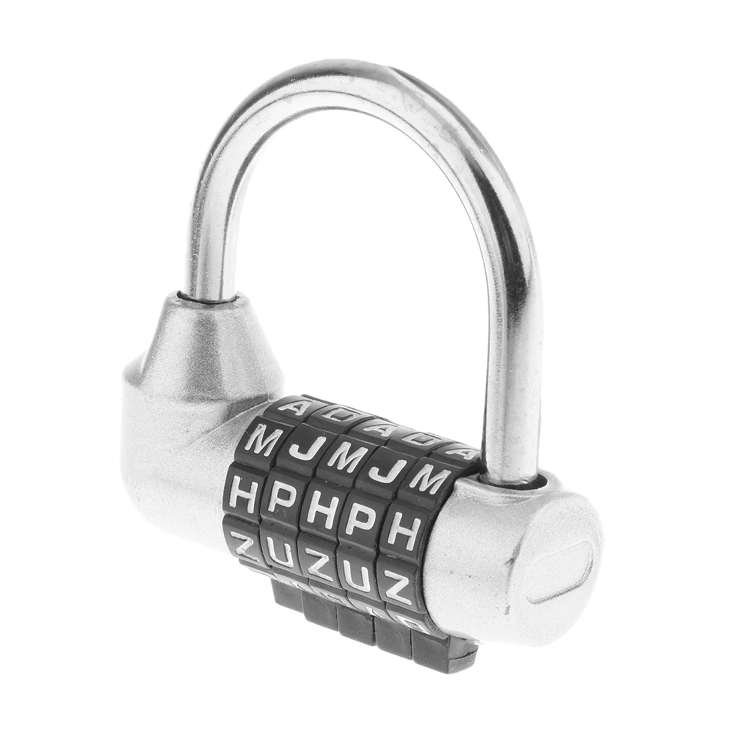 Zinc Alloy 5 Dial Letters Combination Padlock Code Password Lock for Travel