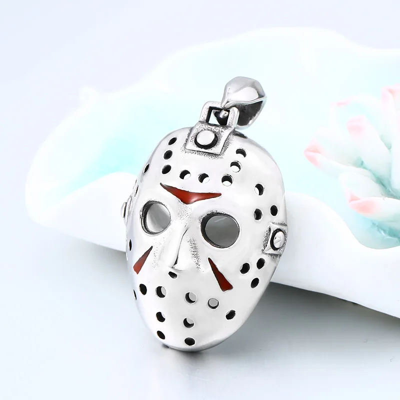 Steel soldier Halloween pendant Masquerade Mask jason Voorhees stainless steel chain men punk Hockey charms jewelry