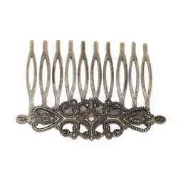 5pcs/lot 52*56 mm Women Charm Barrettes Antique bronze Teeth Metal Hairpins Findings DIY Hair Comb Supplies For Jewelry Making