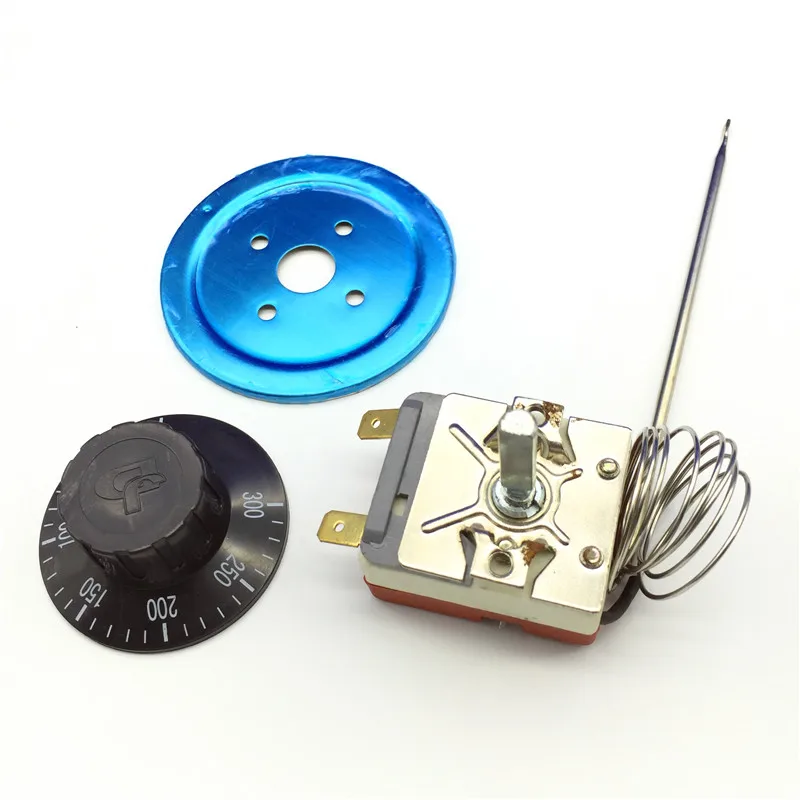 Rotary Temperature Controller AC220V 16A Dial Thermostat Temperature Control Switch For Electric Oven 50-300 Degrees Celsius