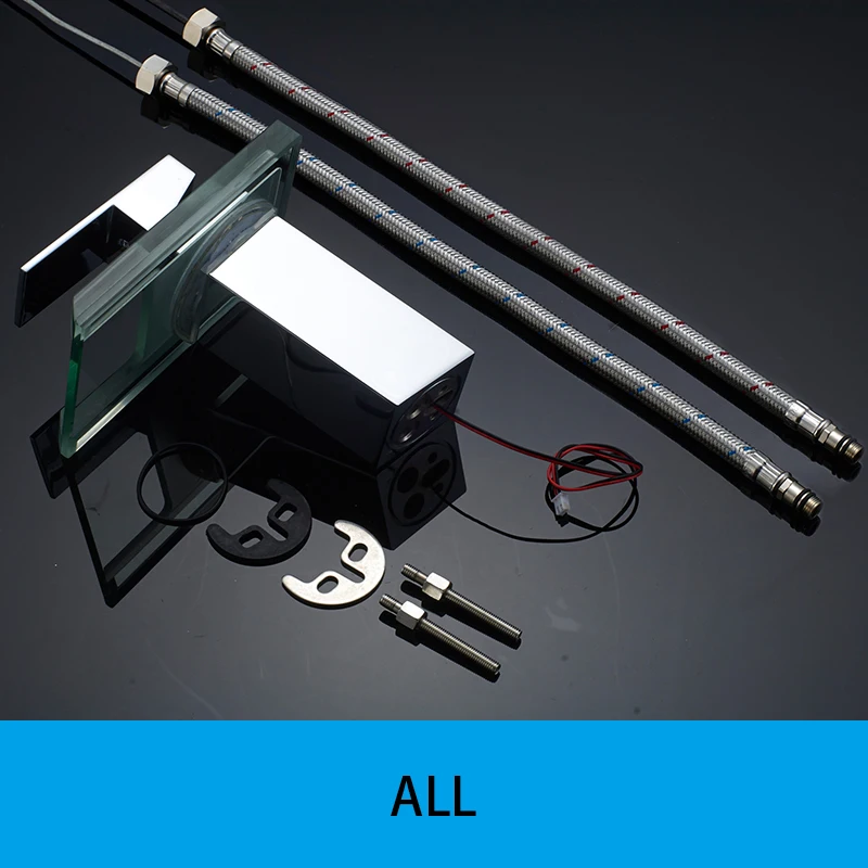 Imagem -06 - Rovate Levou Torneira da Bacia de Bronze Cachoeira Temperatura Cores Mudança Banheiro Mixer Tap Deck Montado Pia Lavagem Torneiras de Vidro