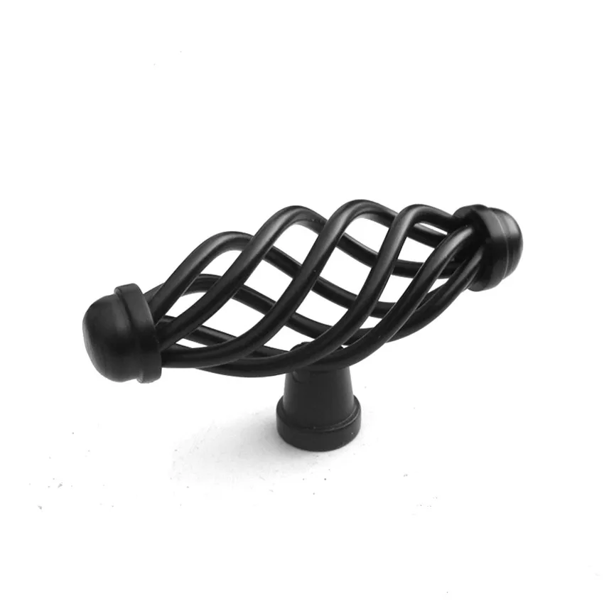 96 128 160 192mm American Retro style black birdcage furniturte handle  black kitchen cabinet dresser wardrobe door handle knob