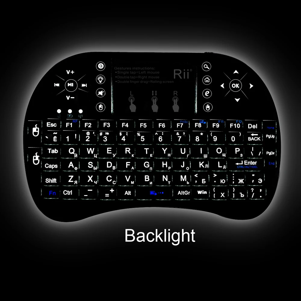 Original Rii i8+ English Language keyboard 2.4G wireless mini keyboard Touch pad mouse Backlit Combo