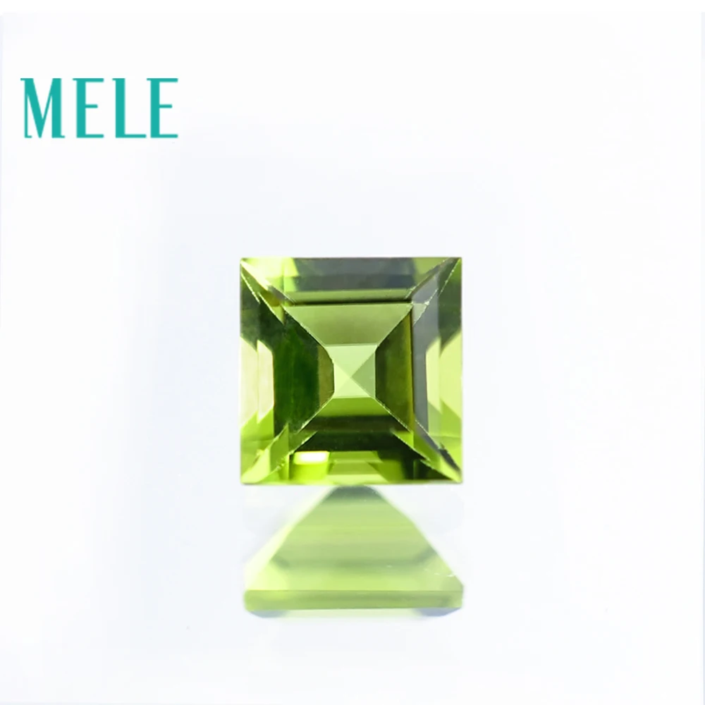 

MELE Natural Peridot Stone For Jewelry Making,6mmX6mm Square Cut Green Loose Gemstone Fire Color And Bright With High Quality