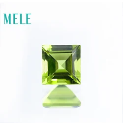 MELE Natural Peridot Stone For Jewelry Making,6mmX6mm Square Cut Green Loose Gemstone Fire Color And Bright With High Quality