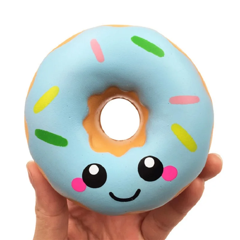 Simulation Donuts Phone Straps Cartoon Smile Face Squishy Slow Rising Anti-strss Photo Props Squeeze Squishy Gift 10*4 CM