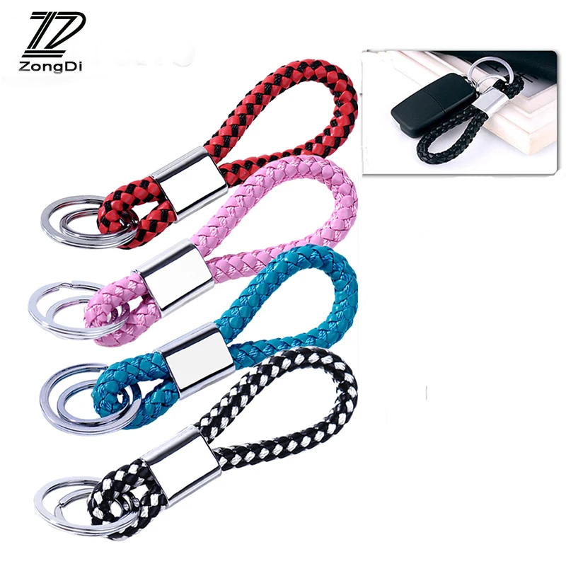 ZD Genuine Leather Plait Car Key Ring Keyring Keychain Chain For Citroen C5 C4 C3 c2 Mini Cooper Opel Astra H G J Vectra C Saab