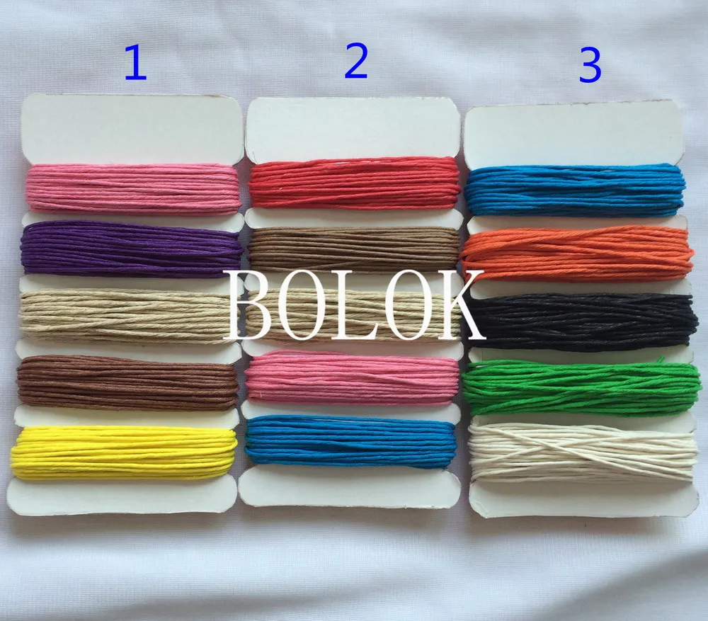 6packs/lot (240meters) 12 mix color colored waxed hemp twine 1mm hemp rope string cord for DIY Craft gift , bracelet Packing