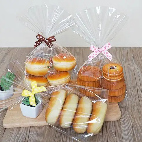 12*25cm 100Pcs/ Lot Clear Biscuit PE Storage Pouch Party Gift Chocolate Lollypop Wedding Candy Bread Cooky Plastic Packing Bags