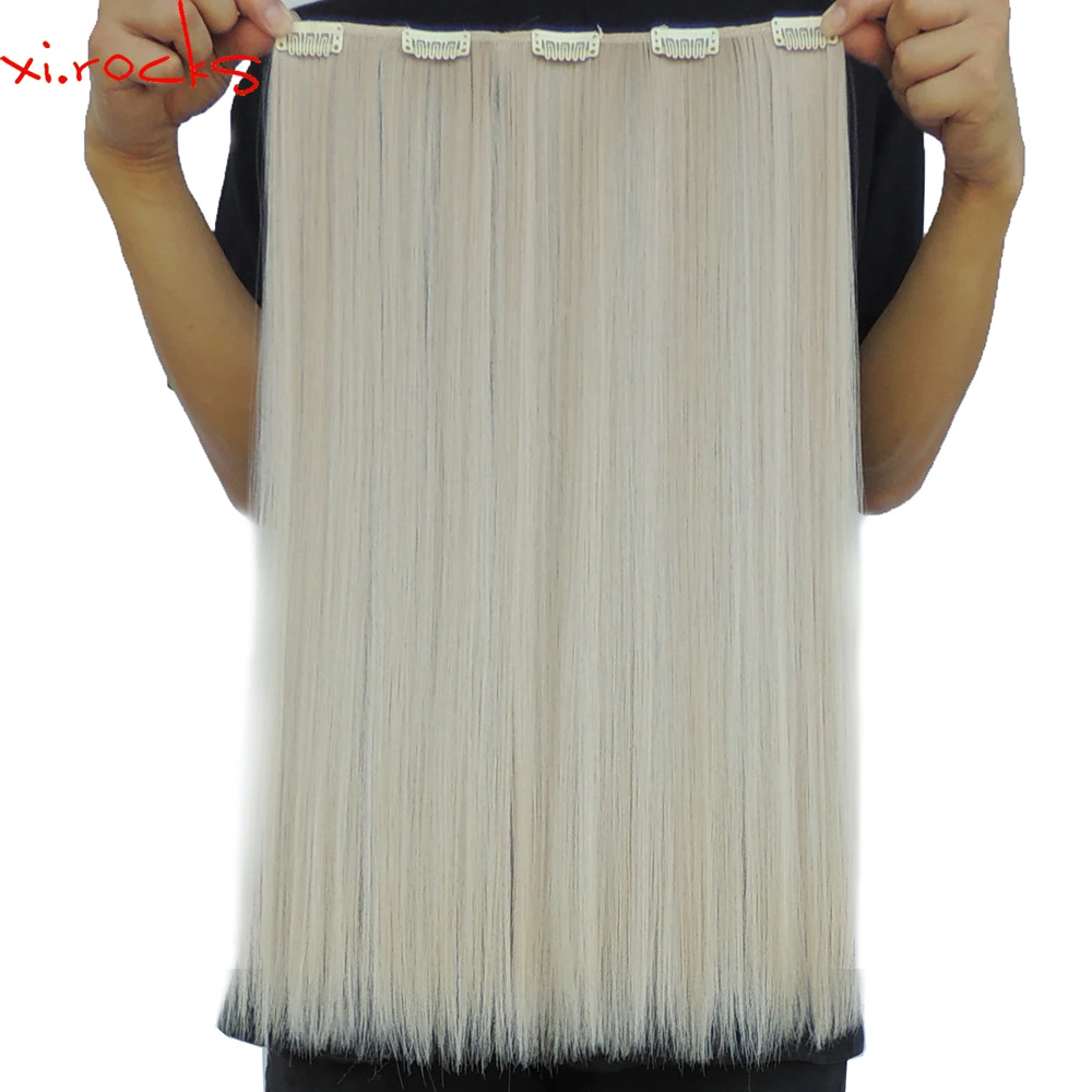 Xi.rocks WJLZ5050/22# 2Pieces Synthetic Clip in Hair Extension Hair Clips Straight Hairpin Fiber Hairpiece Beige Blonde