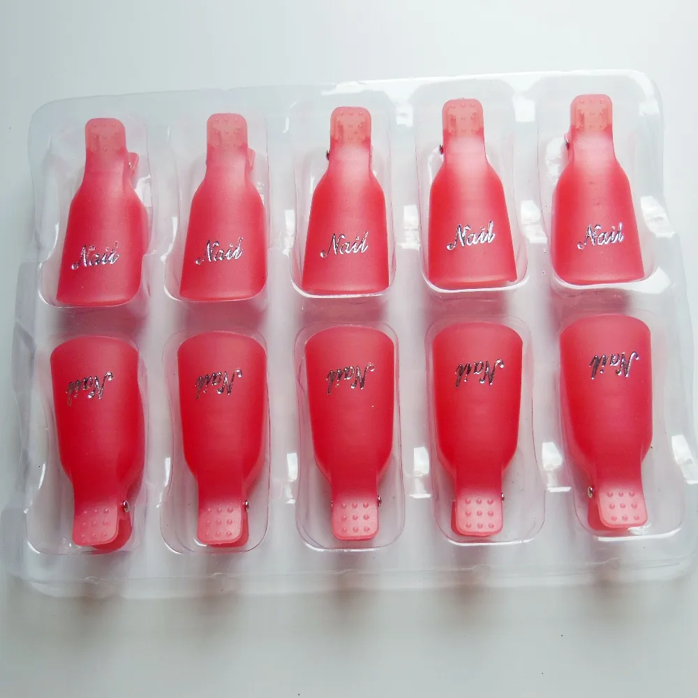 Herramienta de salón de manicura, removedor de esmalte de Gel UV acrílico, Clip de envoltura, 1 juego/10 Uds.