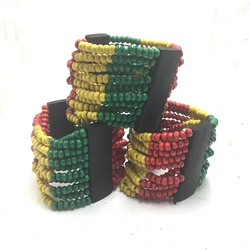 Rasta multi layer Wooden Bead Bracelet