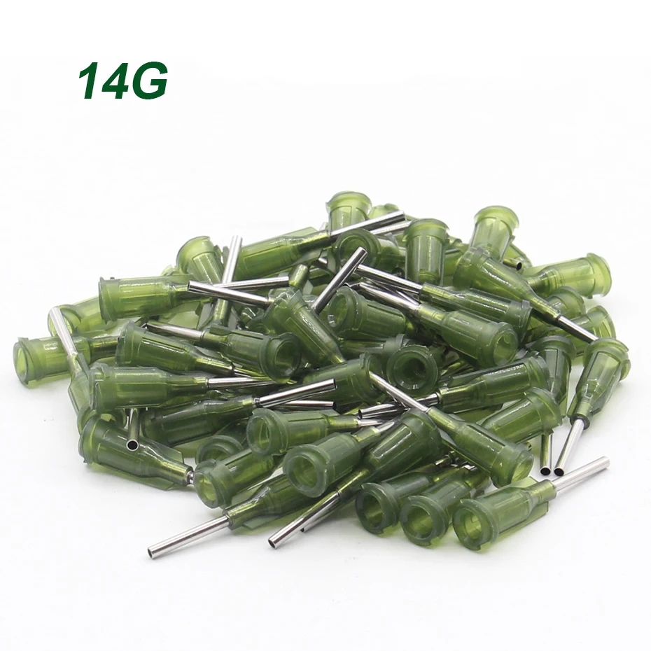 

100pcs 14G Precision passivated S.S. Dispense Tip with PP Safetylok hub, 0.5" Tubing Length glue dispenser needles DropShipping