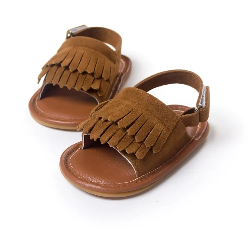 New brown summer models tassel baby shoes soft-soled shoes rubber baby shoes