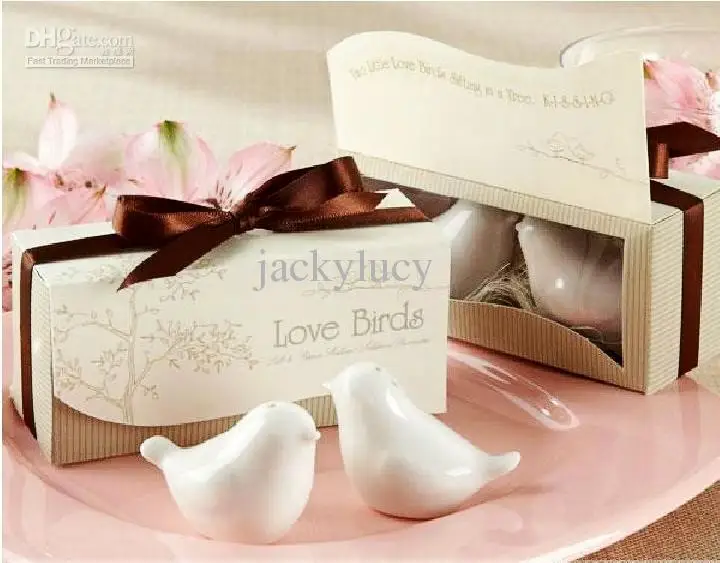 Creative Lovebirds Cruet Salt & Pepper Shakers Wedding Favors Gifts (set of 2) Romantic Theme Free Shipping