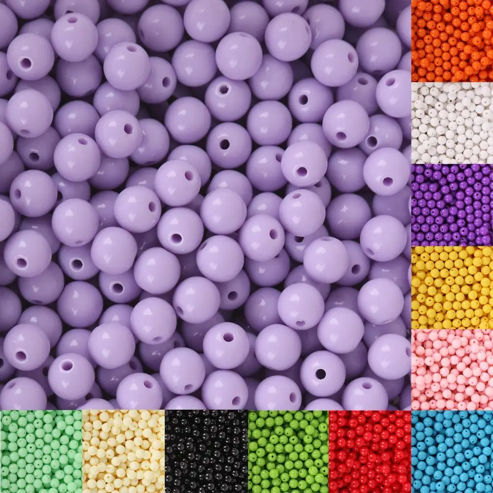 8mm 100pcs Plastic Acrylic Beads Smooth Round Loose Spacer Beads Crafts Decoration for DIY Bracelets Necklaces Jewelry Making