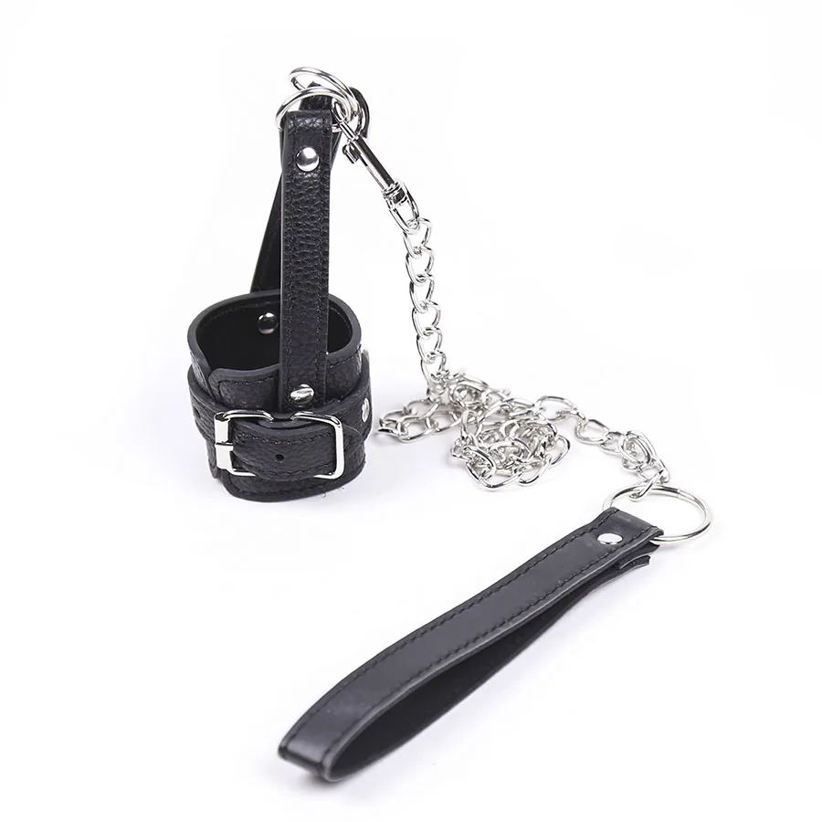 Nutt Leashed Parachute Ball Stretcher,Leather Chastity Cage CBT Cock Ring,Tug Penis Cockring,Adult Sex Toys For Men