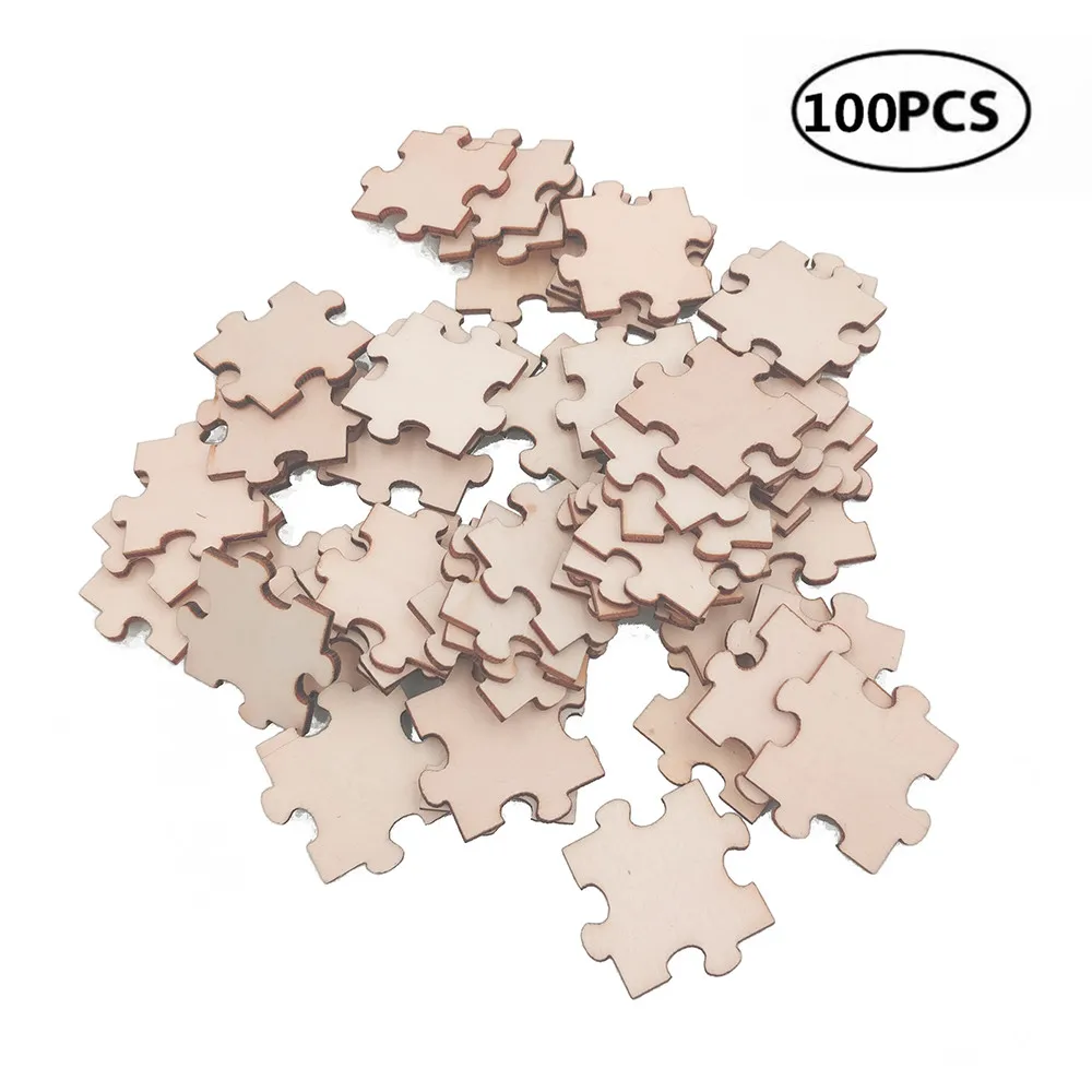 100 szt. 30mm 1.18 cali kawałki wycinanki z drewna Puzzle upiększeń dla rzemiosła Scrapbooking